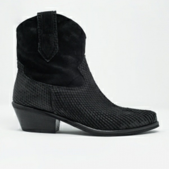 Genuine Suede and Embossed Leather Boots - Picture 3 of 5
